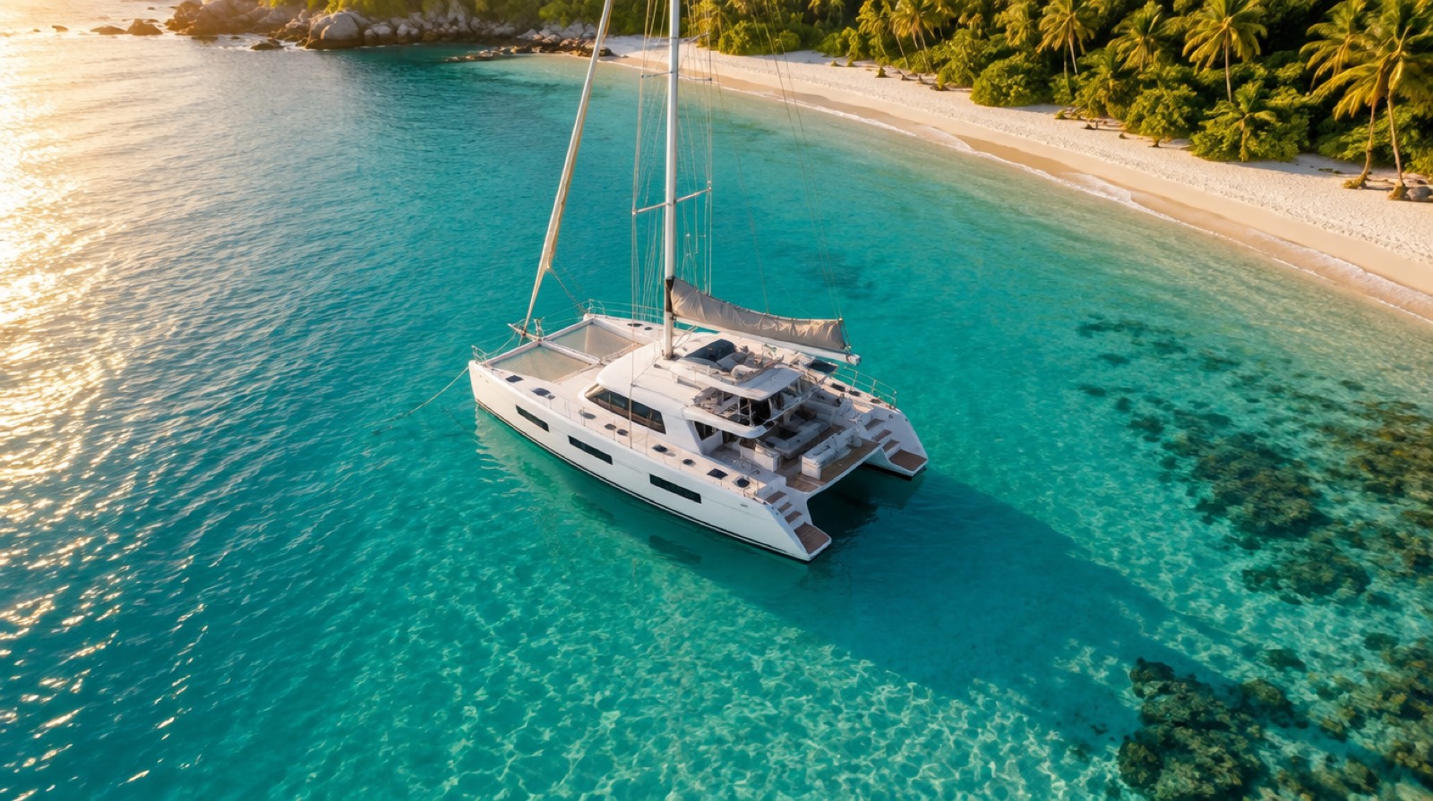 Aerial view at anchor