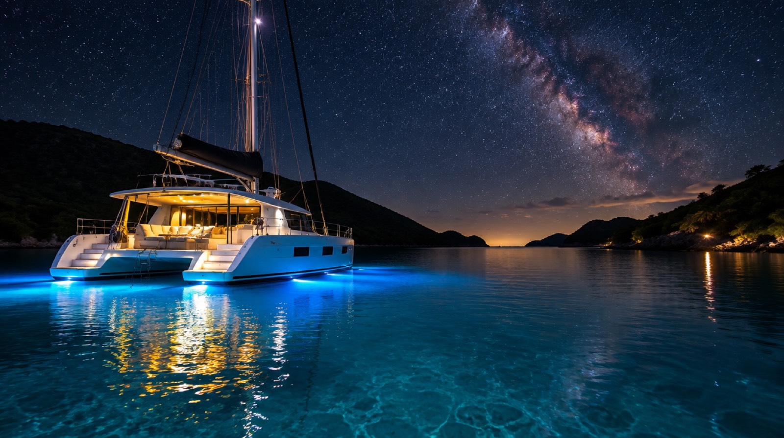 Underwater lights at night