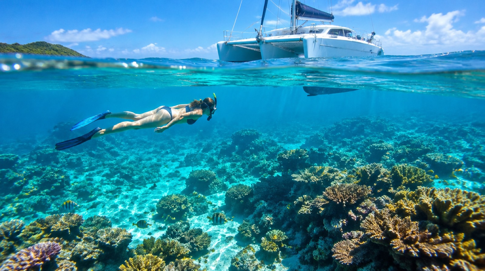 Snorkeling off the stern